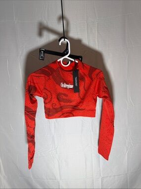 Civilregime Red Cropped Long Sleeve Top